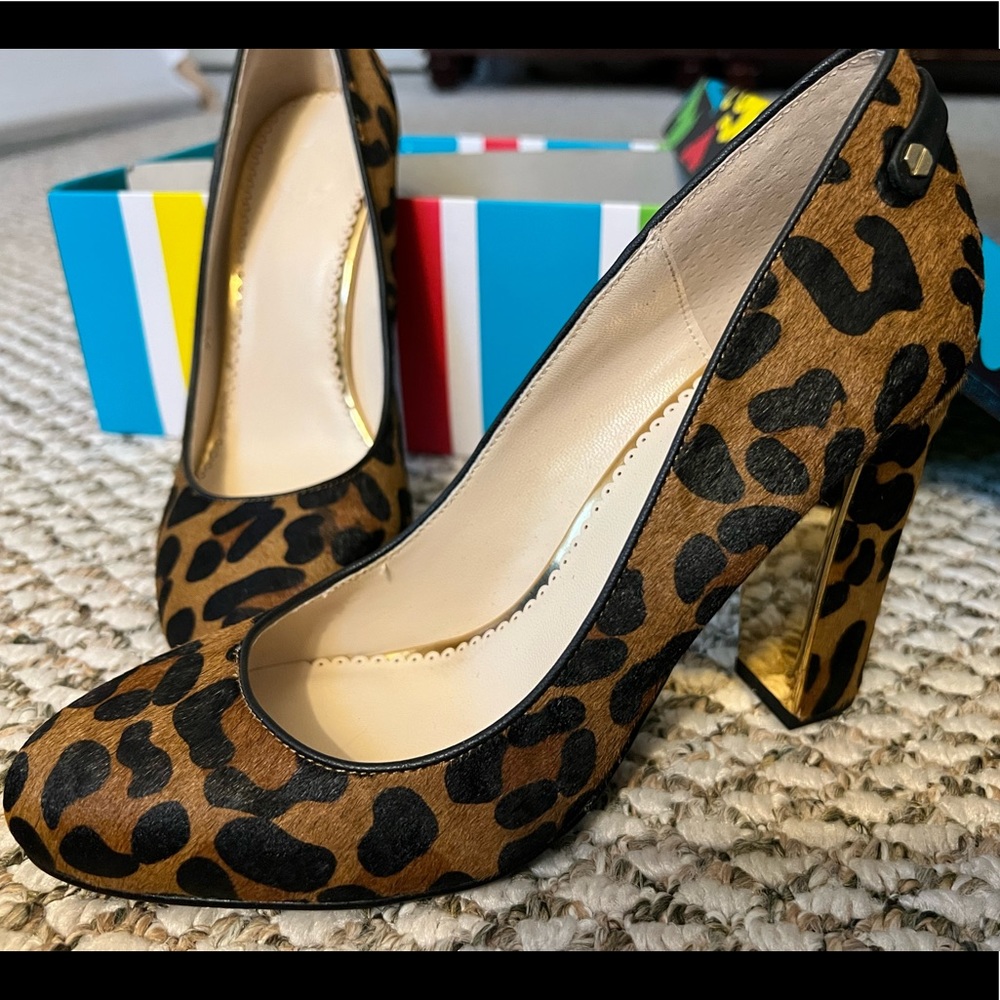 Leopard chunky heel pump; never worn; C. Wonder